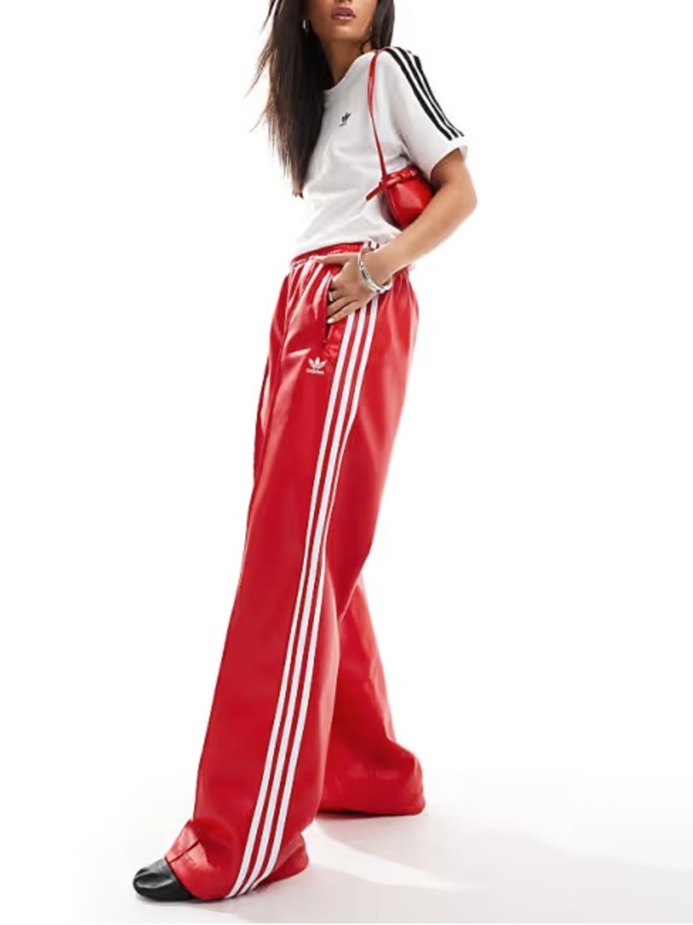 NWT adidas Originals Firebird Faux Leather Track Pants